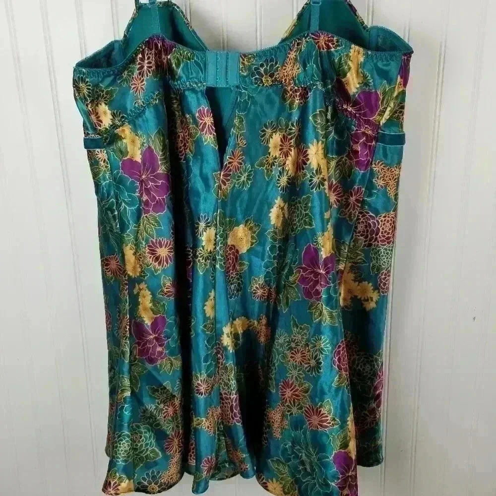 Cacique Womens Babydoll Floral Satin Slip Top Velvet Sz 26/28 Fairy Whimsigoth - Picture 15 of 16